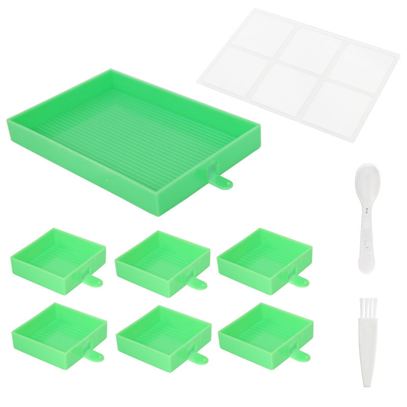 Diamond Embroidery Large Tray Handwork Bead Storage DIY Big Tools (Green)