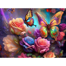 Load image into Gallery viewer, Diamond Painting - Full Round - flowers and butterflies (40*30CM)
