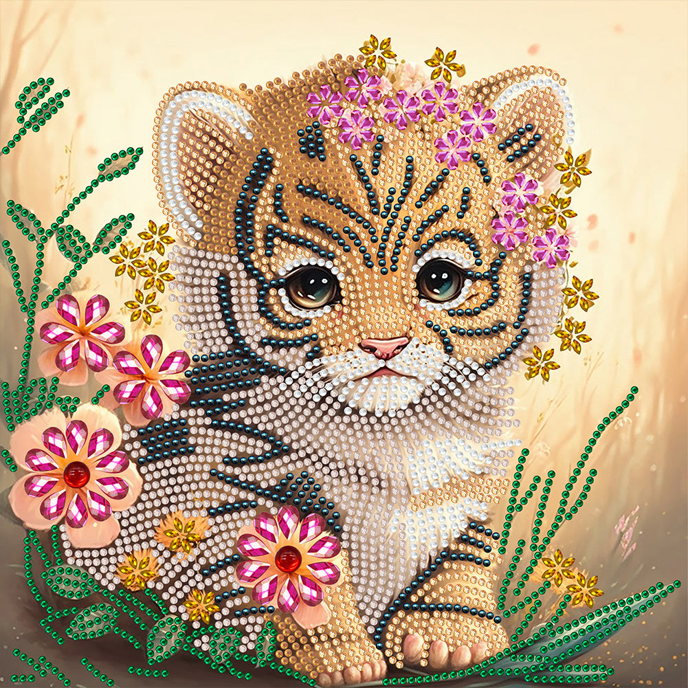 Diamond Painting - Partial Special Shaped - little tiger (30*30CM)
