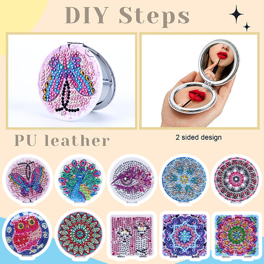 DIY Diamond Painting Makeup Mirror Portable Diamond Art Mosaic Makeup Mirror