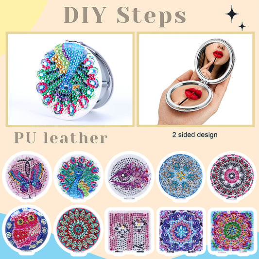 DIY Diamond Painting Makeup Mirror Portable Diamond Art Mosaic Makeup Mirror