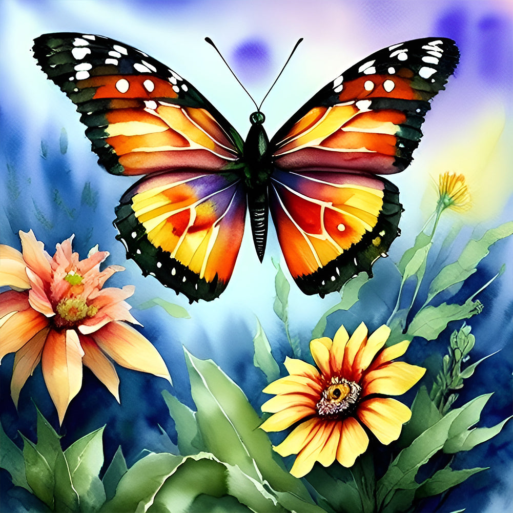 Diamond Painting - Full Round - butterfly in the garden (30*30CM)