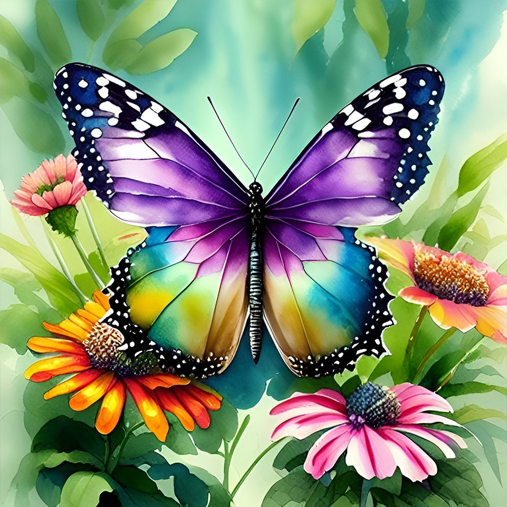 Diamond Painting - Full Round - butterfly in the garden (30*30CM)
