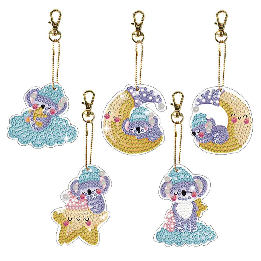 5pcs Diamond Art Keychains Handmade DIY Christmas Decoration Gift (q008)