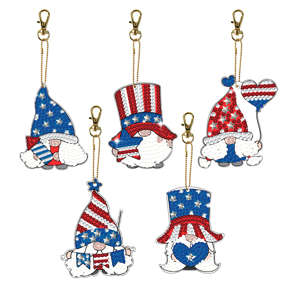 5pcs Diamond Art Keychains Handmade DIY Christmas Decoration Gift (Q010)