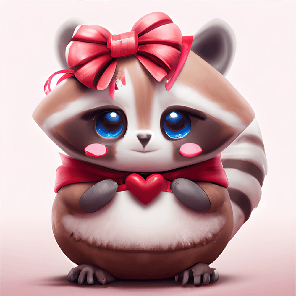 Diamond Painting - Full Round - big headed animal raccoon (30*30CM)