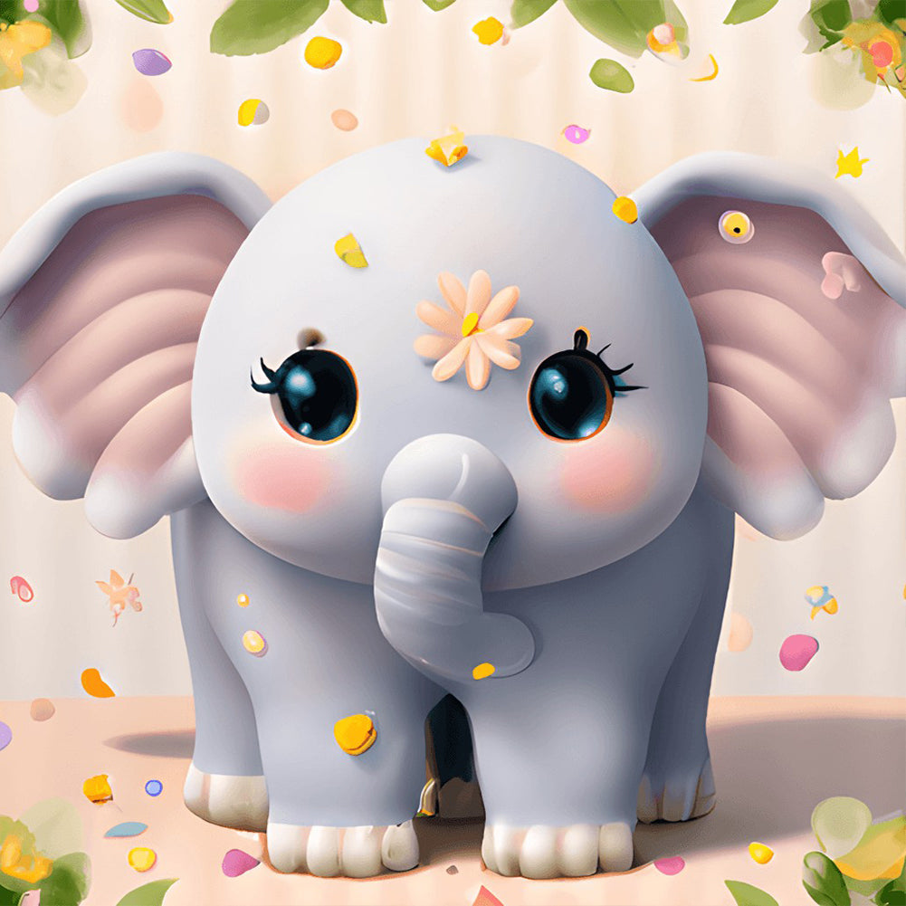 Diamond Painting - Full Round - chubby elephant (30*30CM)