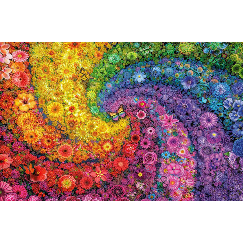 Diamond Painting - Full Round - rainbow flower butterfly swirl (70*50CM)