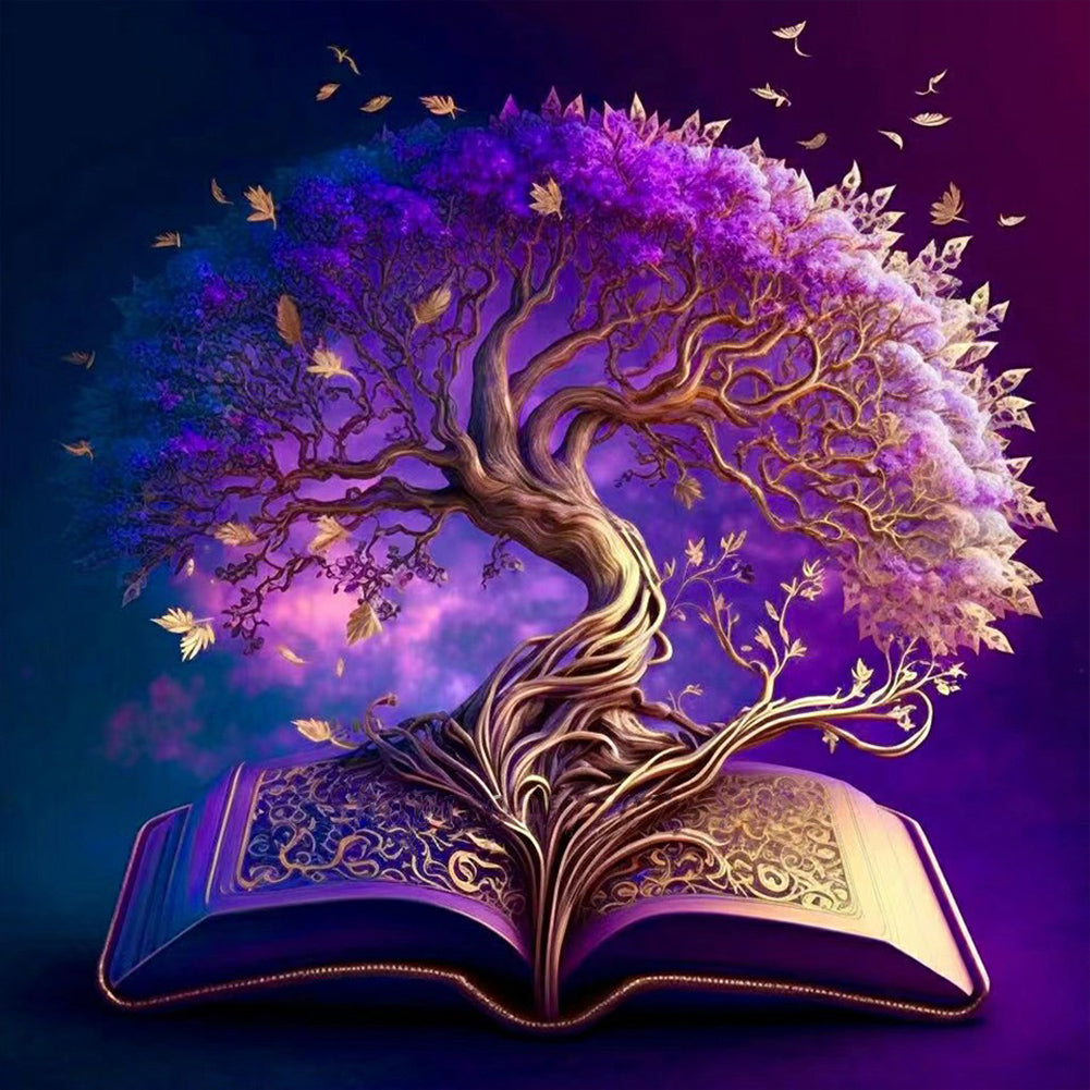 Diamond Painting - Full Round - tree of wisdom in book (30*30CM)
