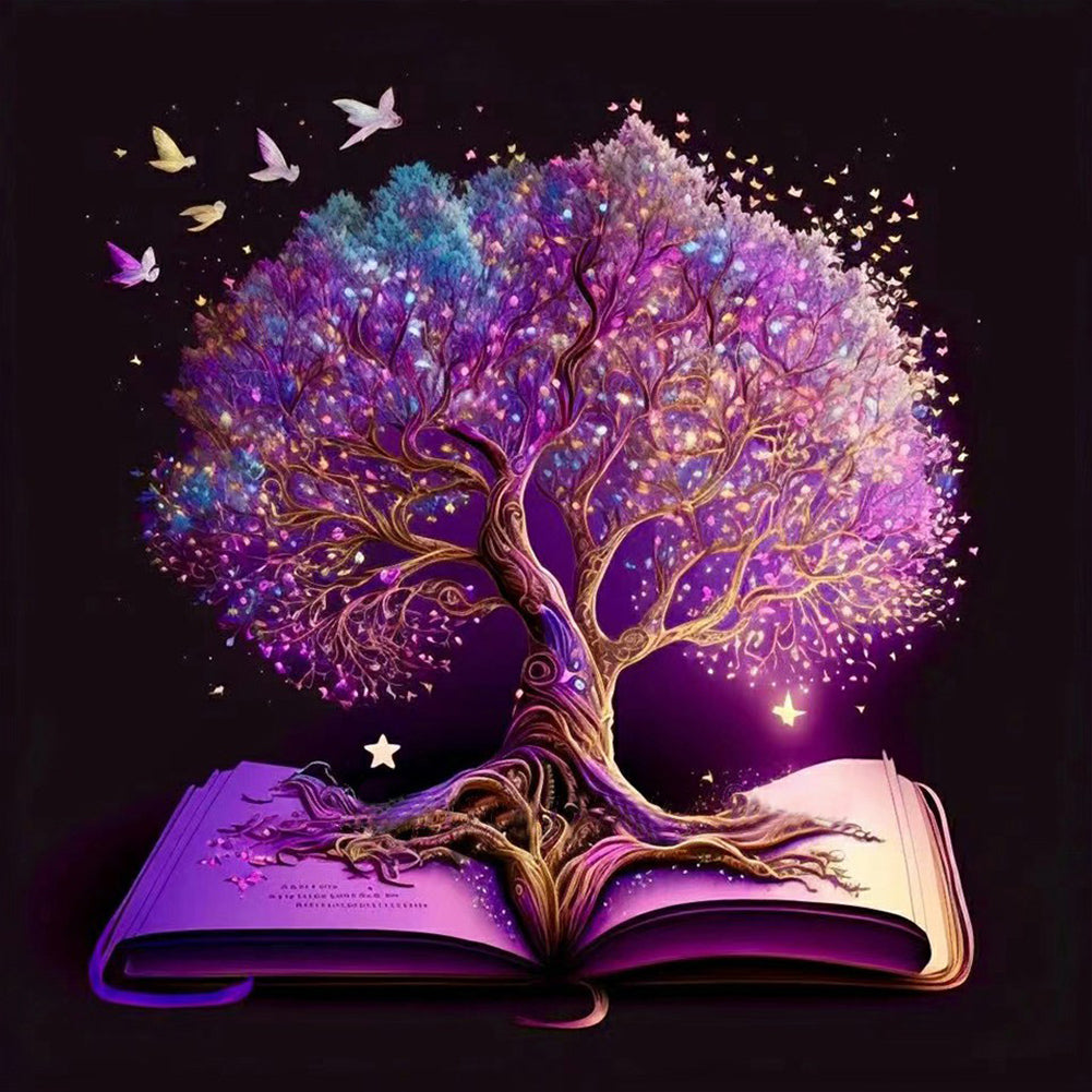 Diamond Painting - Full Round - tree of wisdom in book (30*30CM)