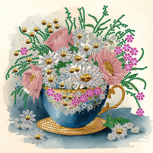 Diamond Painting - Partial Special Shaped - exquisite afternoon tea cup (30*30CM)