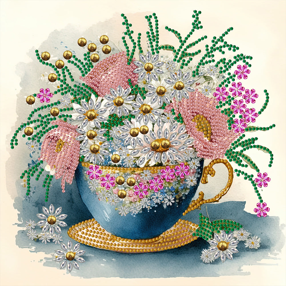 Diamond Painting - Partial Special Shaped - exquisite afternoon tea cup (30*30CM)