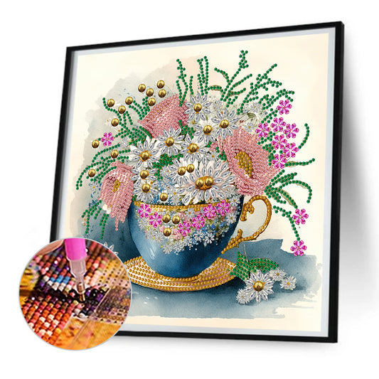 Diamond Painting - Partial Special Shaped - exquisite afternoon tea cup (30*30CM)