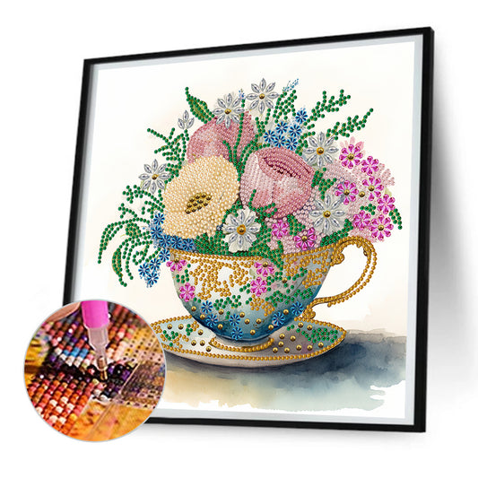 Diamond Painting - Partial Special Shaped - exquisite afternoon tea cup (30*30CM)