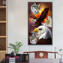 Load image into Gallery viewer, Diamond Painting - Full Round - eagle and wolf (40*70CM)
