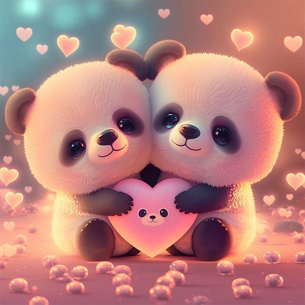 Diamond Painting - Full Round - love panda (30*30CM)