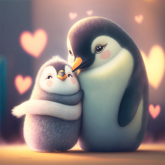 Diamond Painting - Full Round - love penguin (30*30CM)