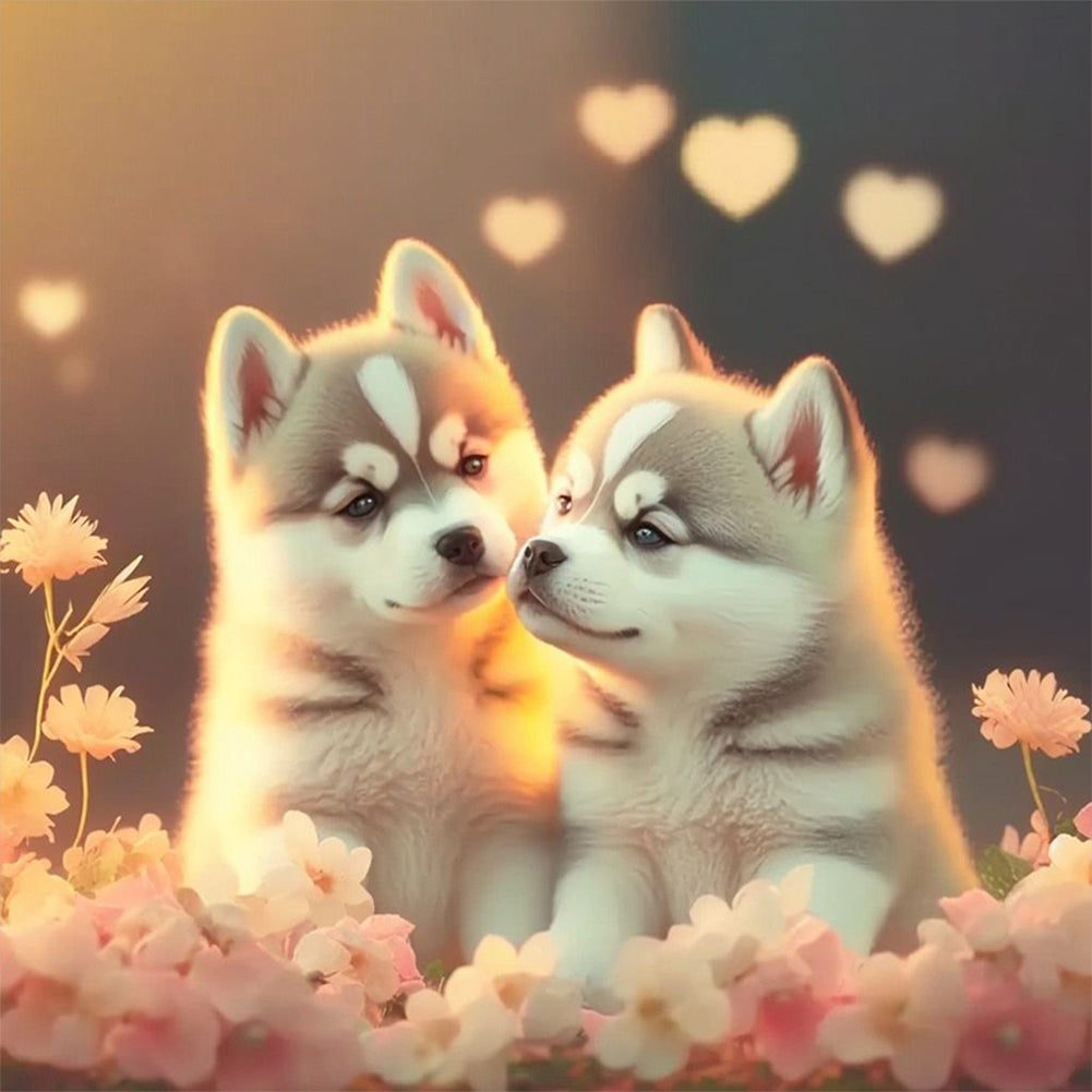 Diamond Painting - Full Round - love puppies (30*30CM)