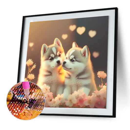 Diamond Painting - Full Round - love puppies (30*30CM)