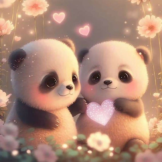 Diamond Painting - Full Round - love panda (30*30CM)