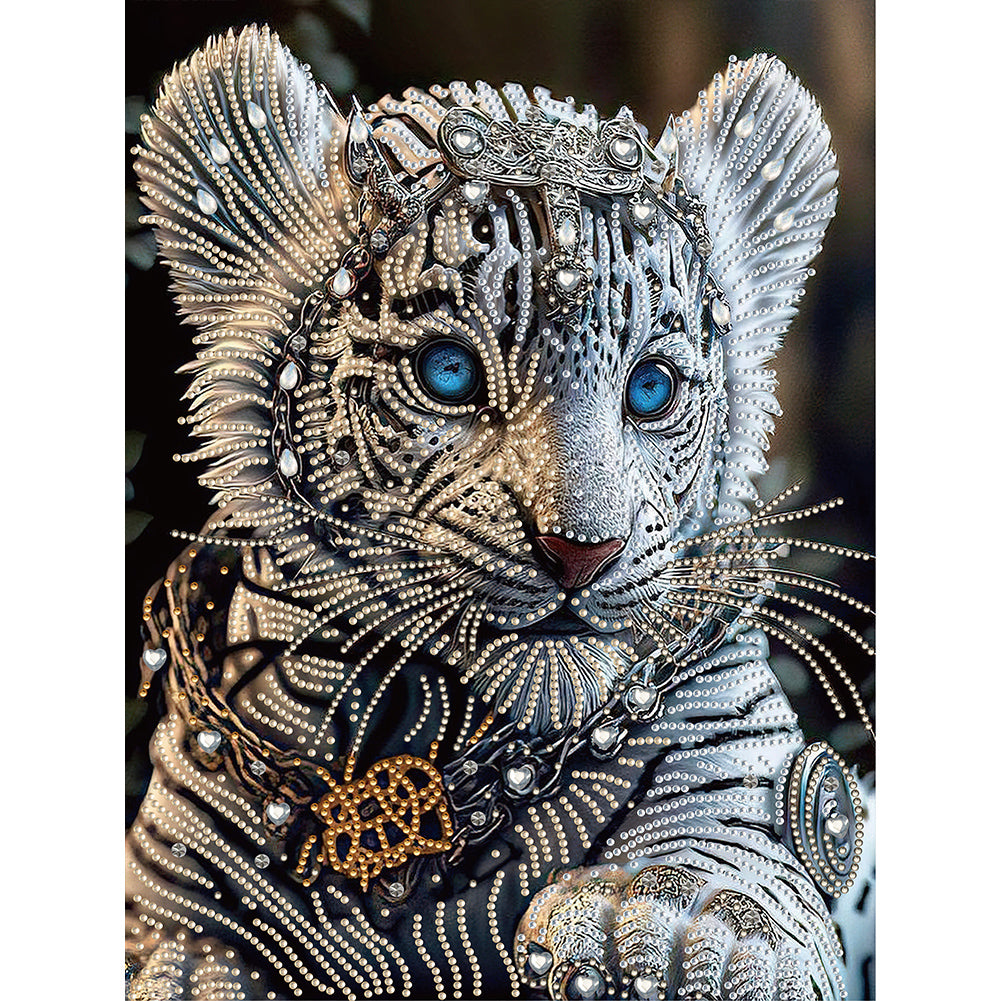 Diamond Painting - Partial Special Shaped - little white tiger (30*40CM)