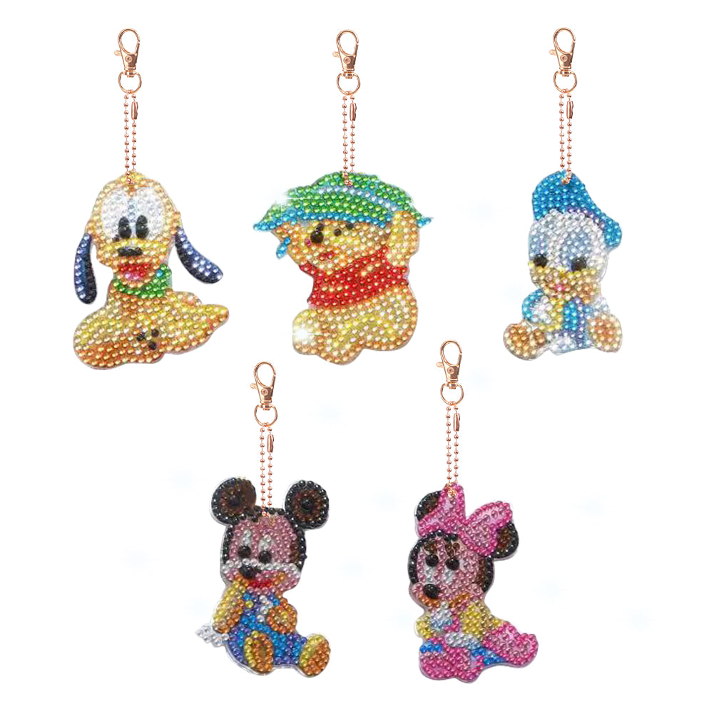5pcs Diamond Art Keychain Art Craft 5D Special-shaped Drill Gifts (B12)