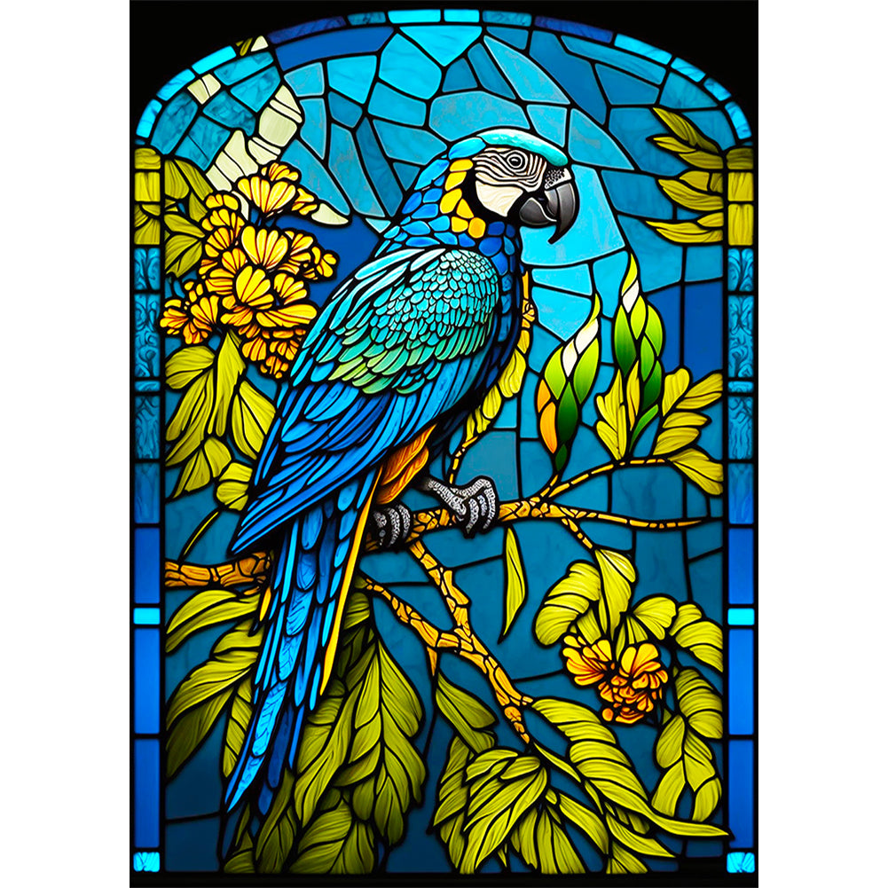 Diamond Painting - Full Round - blue parrot glass painting (30*40CM)