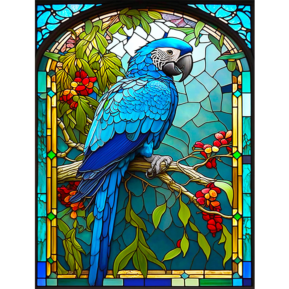 Diamond Painting - Full Round - blue parrot glass painting (30*40CM)