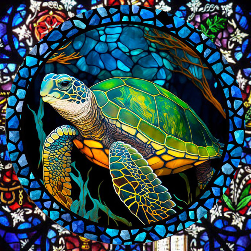 Diamond Painting - Full Round - Stained Glass Turtle (30*30CM)