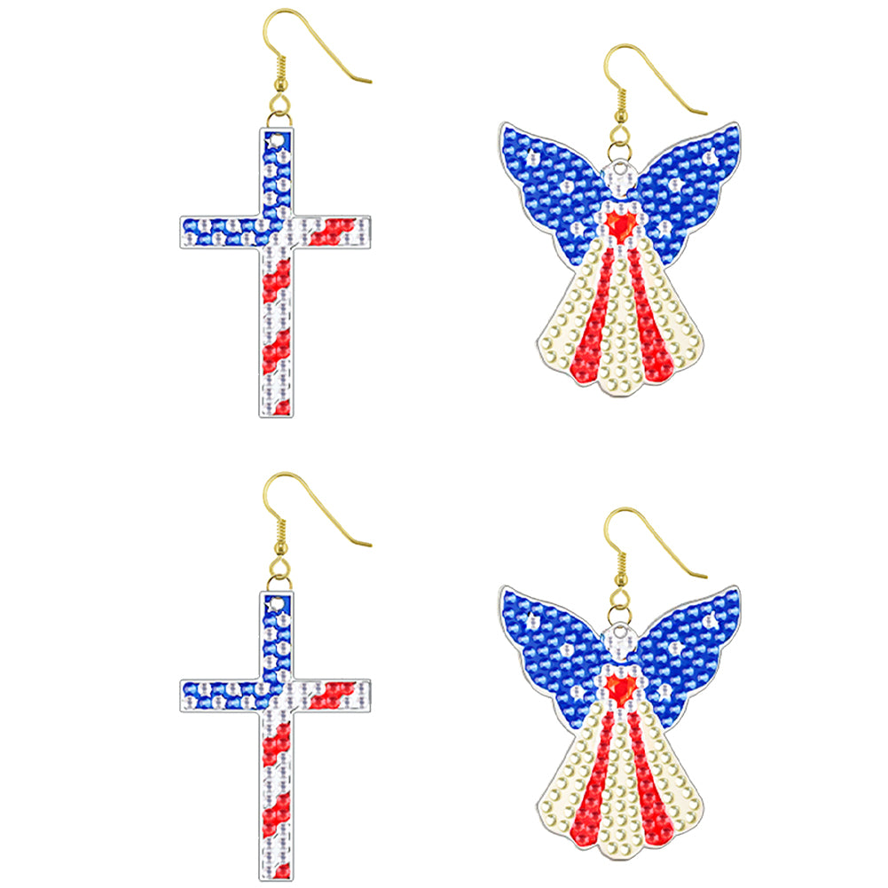 DIY 2 Pairs Special Shaped Double Sided Diamond Painting Earrings (RZ033)
