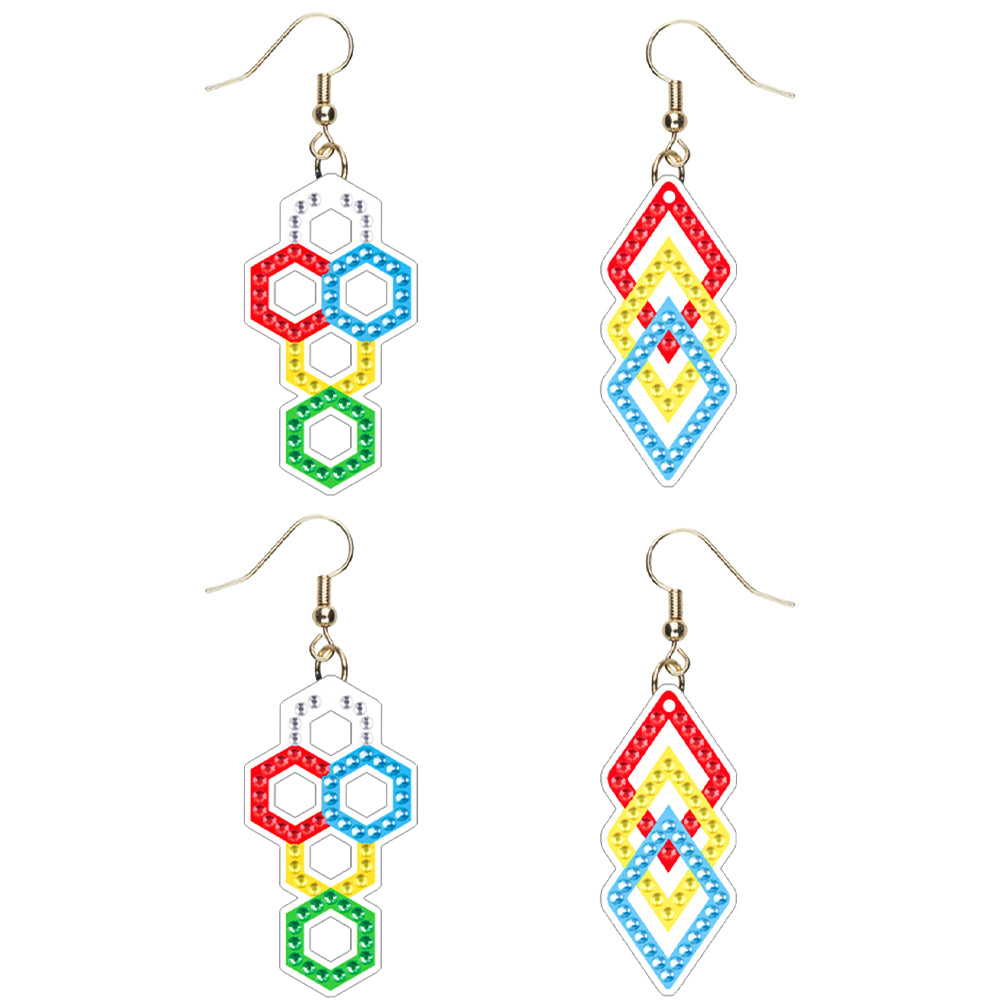 DIY 2 Pairs Special Shaped Double Sided Diamond Painting Earrings (RZ039)