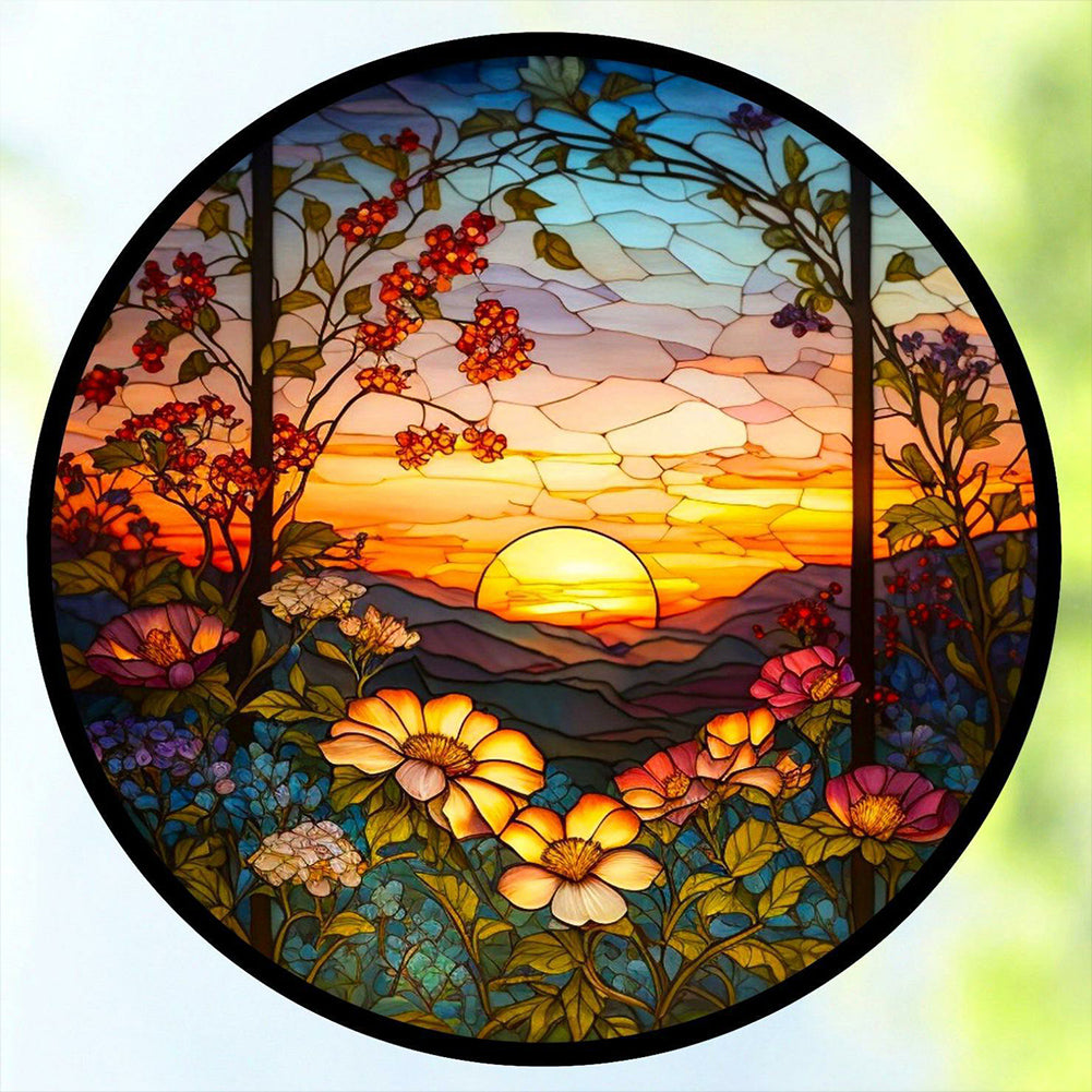 Diamond Painting - Full Round - Sunset and sunflowers (30*30CM)