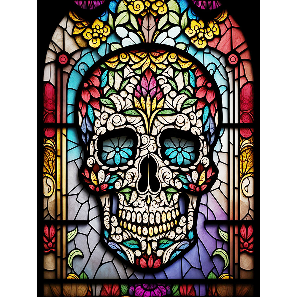 Diamond Painting - Full Round - skull glass painting (30*40CM)