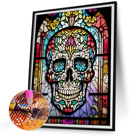 Diamond Painting - Full Round - skull glass painting (30*40CM)