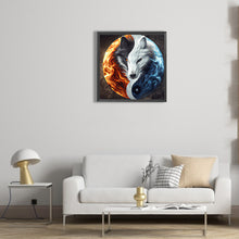 Load image into Gallery viewer, Diamond Painting - Full Round - Yin Yang symbol with ice and fire and two wolves (30*30CM)
