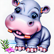 Load image into Gallery viewer, Diamond Painting - Full Round - baby hippopotamus (30*30CM)
