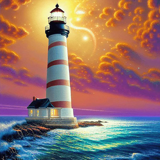 Diamond Painting - Full Round - cross sea lighthouse (30*30CM)