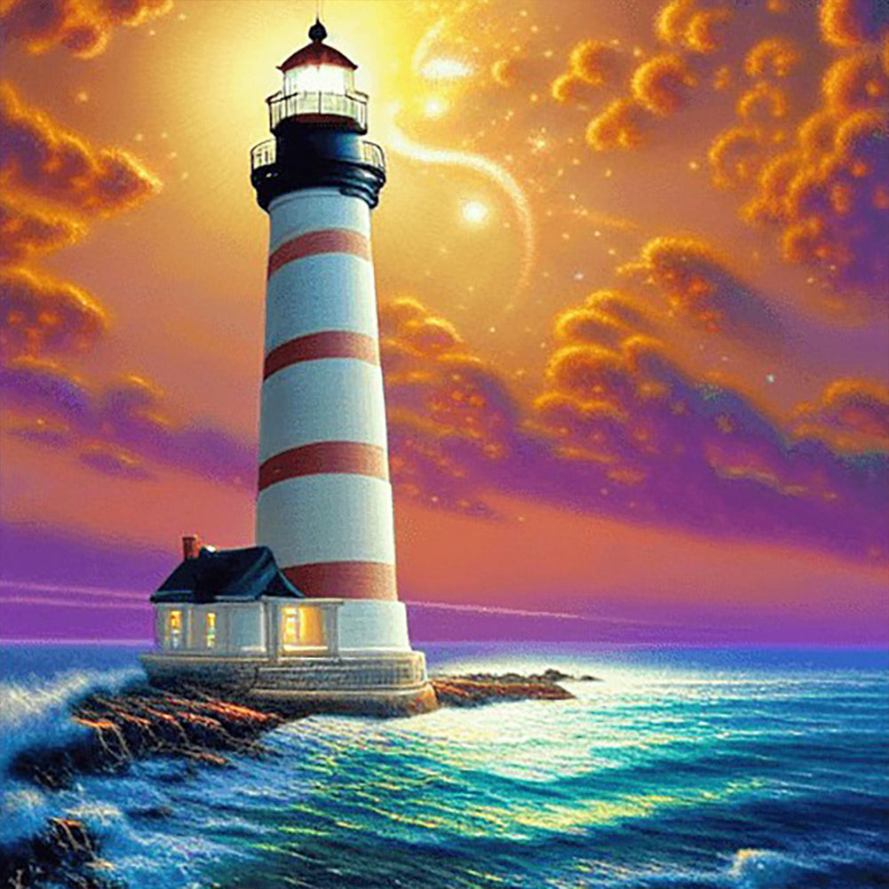 Diamond Painting - Full Round - cross sea lighthouse (30*30CM)