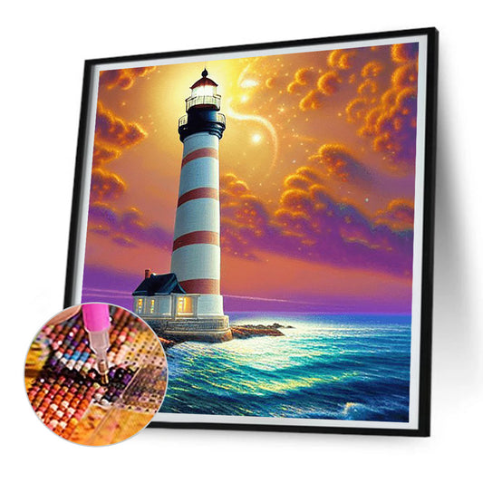 Diamond Painting - Full Round - cross sea lighthouse (30*30CM)