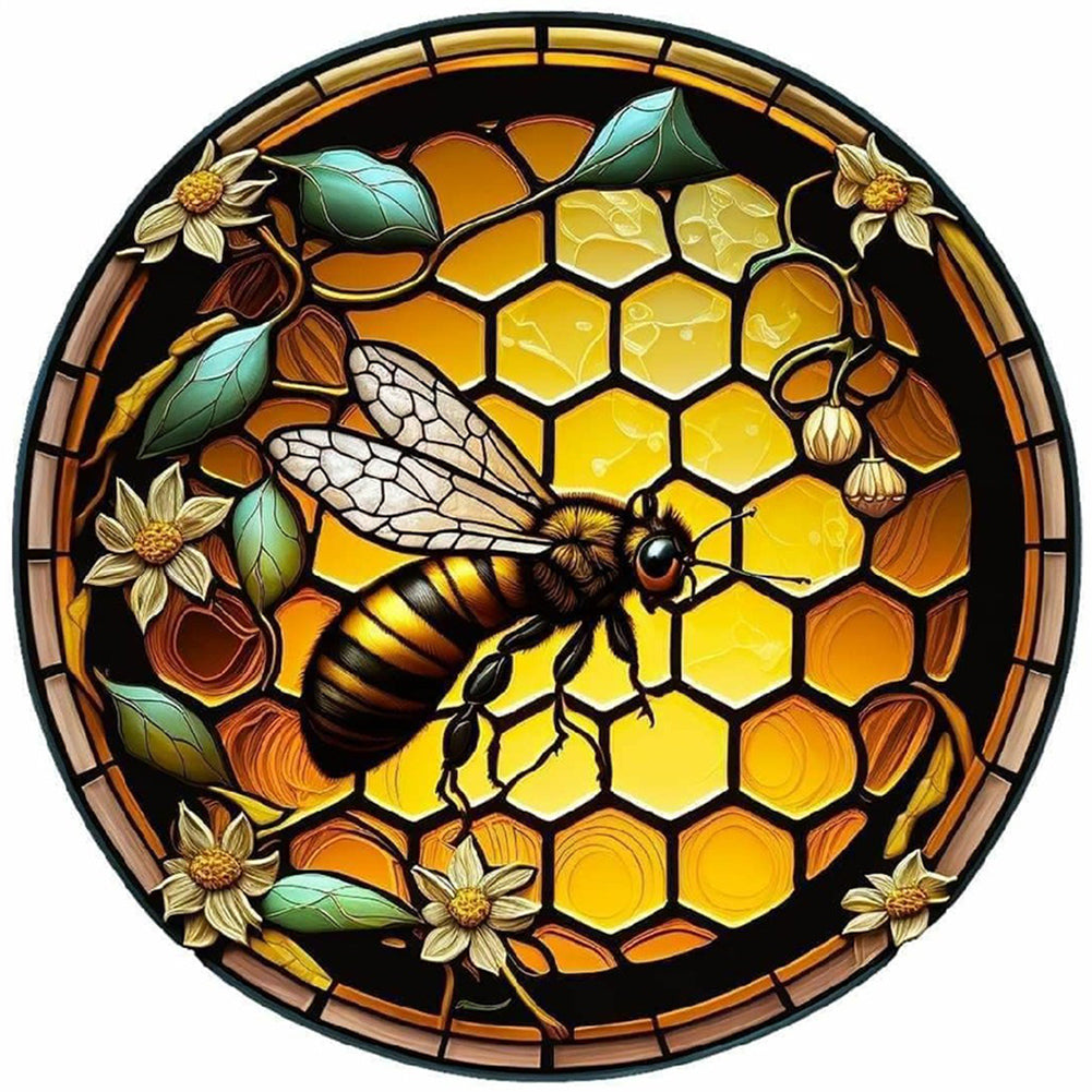 Diamond Painting - Full Round - round plate glass bee (30*30CM)