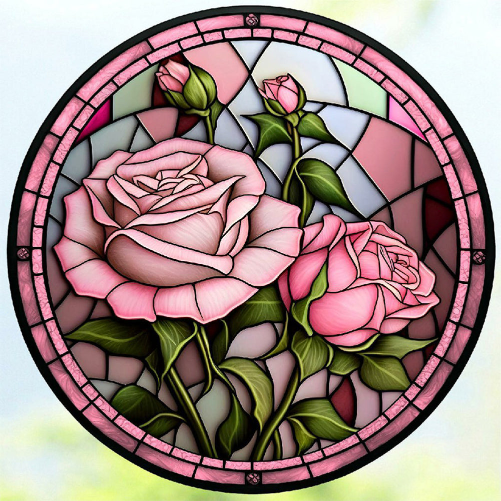 Diamond Painting - Full Round - round card glass powder rose (30*30CM)