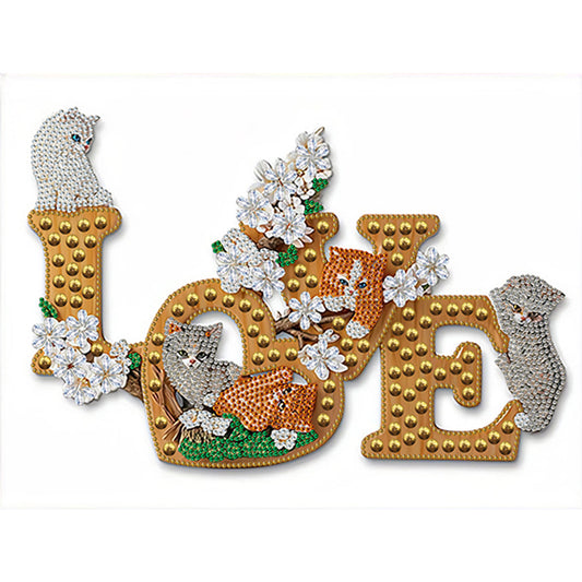 Diamond Painting - Partial Special Shaped - love kitten (40*30cm)