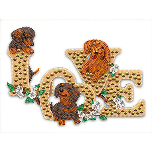 Diamond Painting - Partial Special Shaped - LOVE puppy (40*30cm)