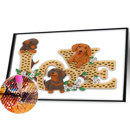Diamond Painting - Partial Special Shaped - LOVE puppy (40*30cm)