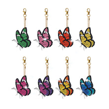 Load image into Gallery viewer, 8pcs Diamond Art Key Rings Art Craft 5D Special-shaped Drill DIY Butterfly Gifts

