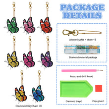 Load image into Gallery viewer, 8pcs Diamond Art Key Rings Art Craft 5D Special-shaped Drill DIY Butterfly Gifts
