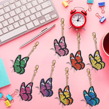 Load image into Gallery viewer, 8pcs Diamond Art Key Rings Art Craft 5D Special-shaped Drill DIY Butterfly Gifts
