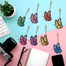 Load image into Gallery viewer, 8pcs Diamond Art Key Rings Art Craft 5D Special-shaped Drill DIY Butterfly Gifts
