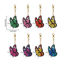 Load image into Gallery viewer, 8pcs Diamond Art Key Rings Art Craft 5D Special-shaped Drill DIY Butterfly Gifts
