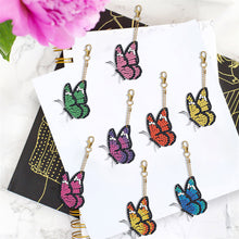 Load image into Gallery viewer, 8pcs Diamond Art Key Rings Art Craft 5D Special-shaped Drill DIY Butterfly Gifts
